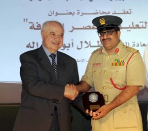 ASCA MEETS AAA: The Chairman of Arab Society of Certified Accountants (left) Dr Talal Abu-Ghazaleh presents a memento to his counterpart from the UAE Accountants and Auditors Association, Saif Bin Abed Al Muhairi at a recent event organised by ASCA.