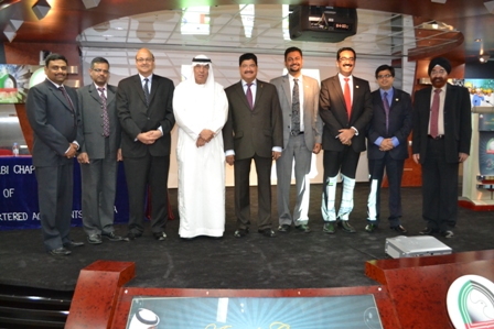 Committee members of the Abu Dhabi Chapter of the Institute of Chartered Accountants of India pose for a photo after the Chapter hosted dignitaries to an Iftar dinner during the holy monthly of Ramadan. 