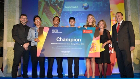 WINNERS TAKE ALL: The Australian National University was selected as the winner of 2013 KPMG International Case Competition (KICC) held recently in Madrid, Spain.