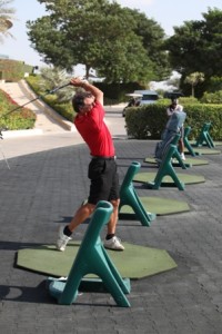 SWING: Peter Beynon, ICAEW Middle East Regional Director tests his swing before the start of ICAEW-sponsored Golf Challenge tournament at Al Badia Golf Club, Dubai.