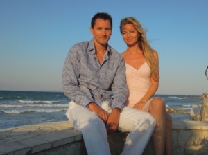 FAMILY SUPPORT: Chris Taylor with his wife Tunde, during one of the family holidays abroad.